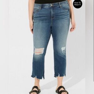Torrid Crop Bootcut Distressed Soft High Rise Jeans 10W